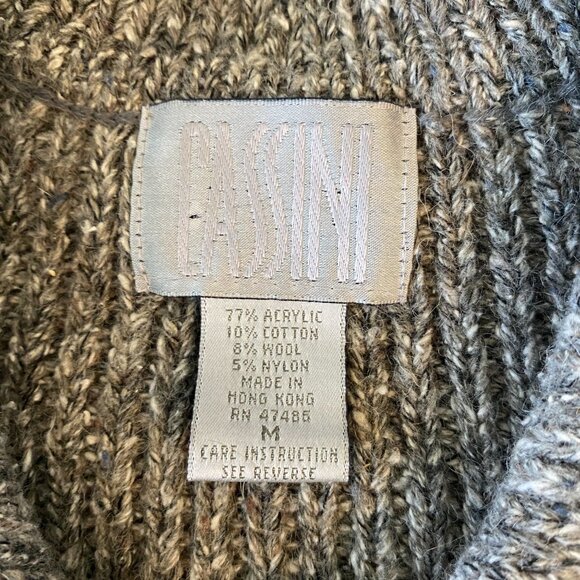 Vintage Y2K Cassini Wool Blend M Grey Chunky Knit Toggle Clasp Long Cardigan - Picture 8 of 10